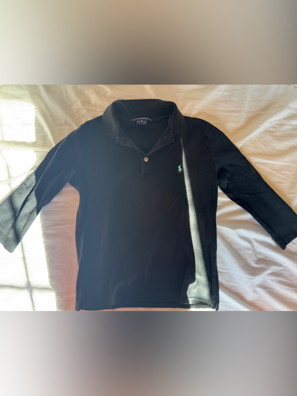 Polo by Ralph Lauren Black 3/4 Sleeve Polo with Teal Pony